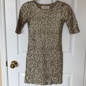 ABERCROMBIE & FITCH Gold Sequin Bodycon Dress XS